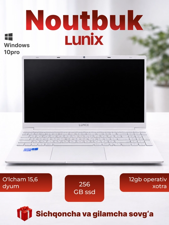 Lunix ofis ishlari uchun noutbuk windows 10pro 256gb ssd, 12gb operativ xotira