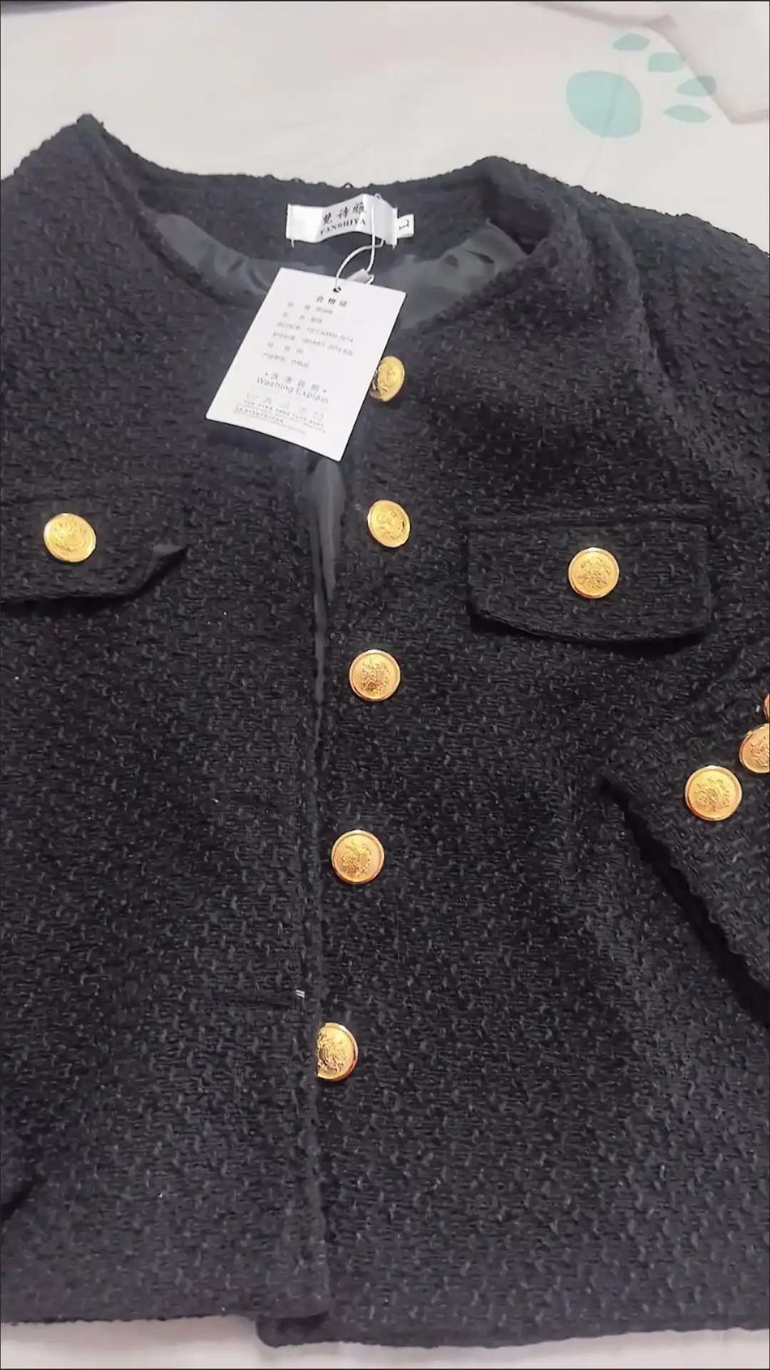 Ayollar tvit mini-jaket, uzun yeng klassik uslub  kuz, bahor uchun klassik kostyum