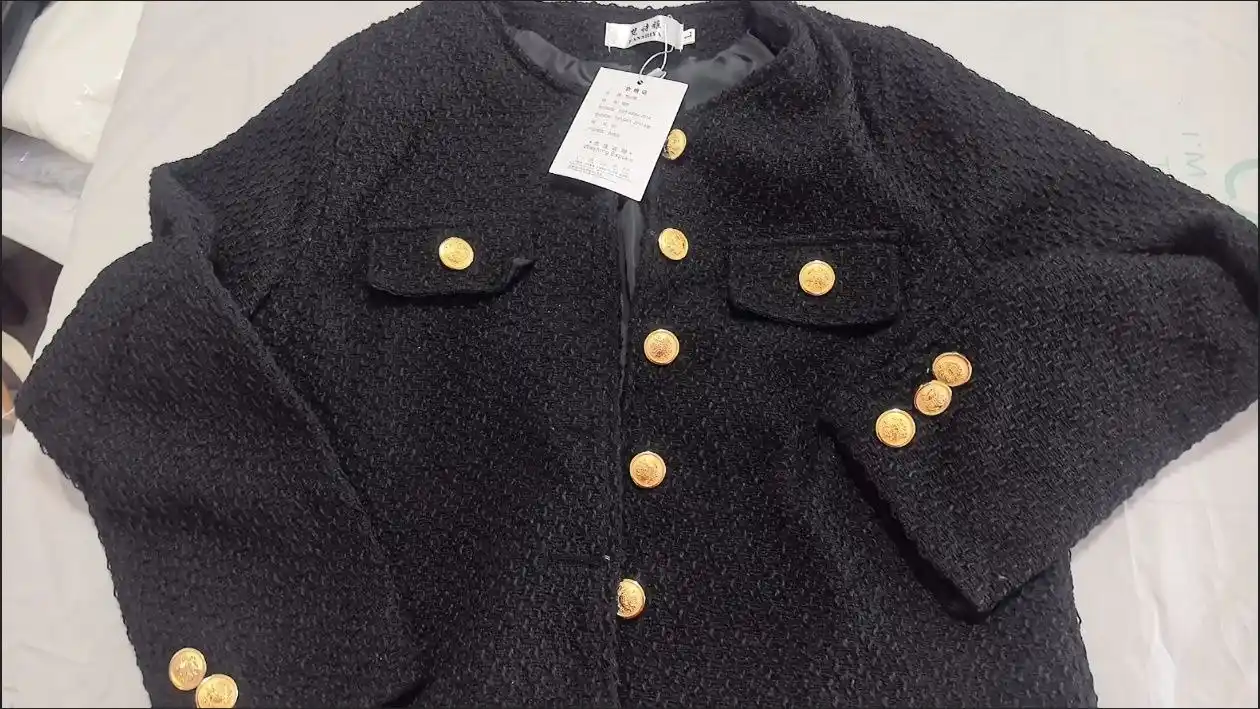 Ayollar tvit mini-jaket, uzun yeng klassik uslub  kuz, bahor uchun klassik kostyum