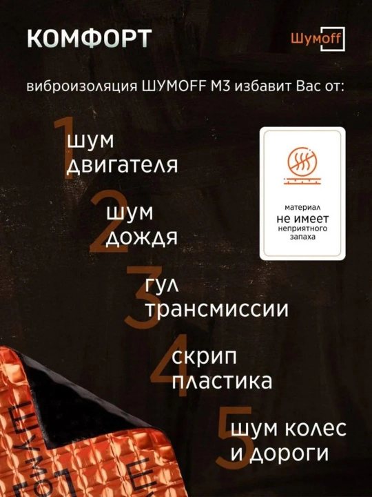 Виброизоляция для автомобиля Шумофф M3, в пачке 8 шт