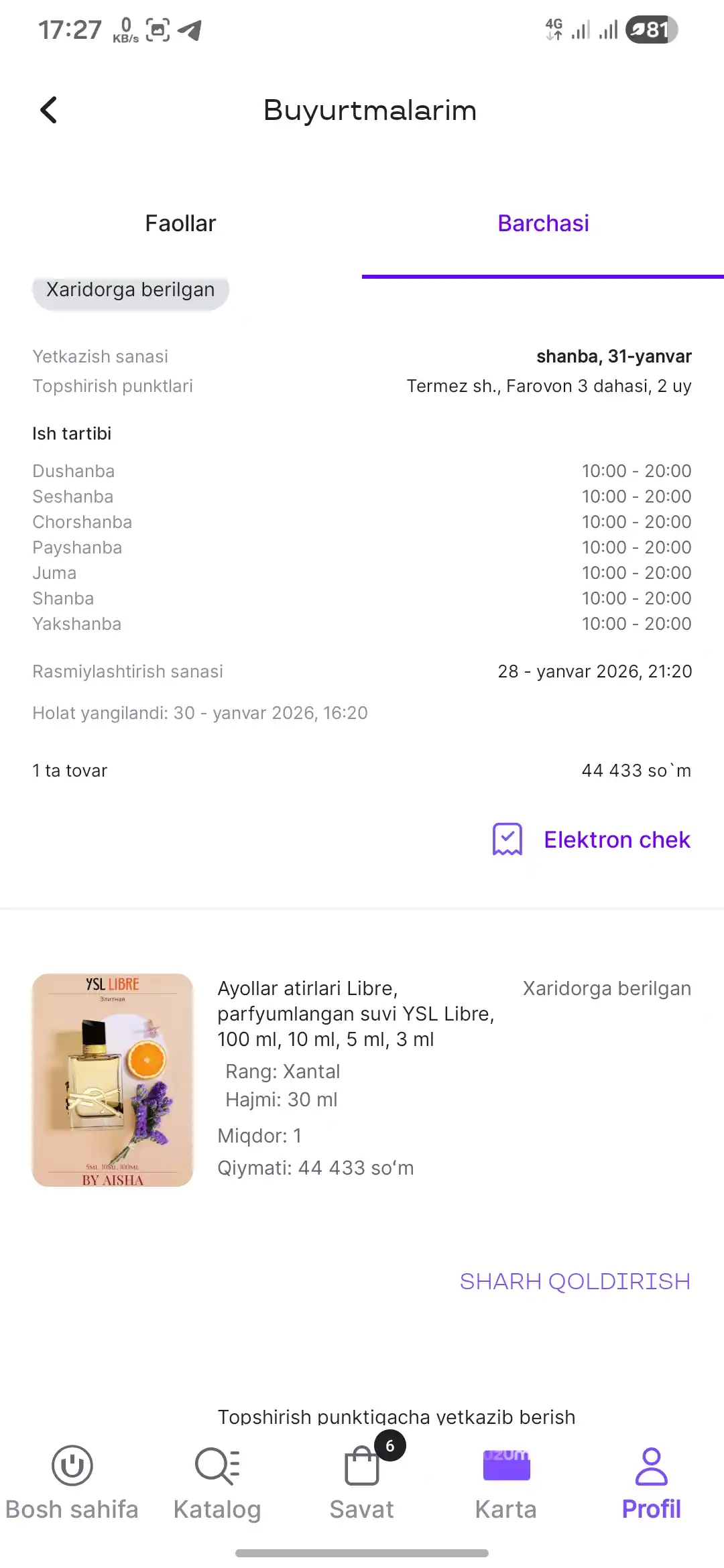 Ayollar atirlari Libre, parfyumlangan suvi YSL Libre, 100 ml, 10 ml, 5 ml, 3 ml