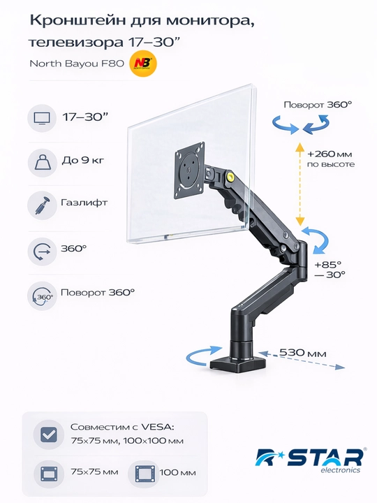 Monitor, televizor kronshteyni, 17-30, North Bayou F80, RSTAR - 