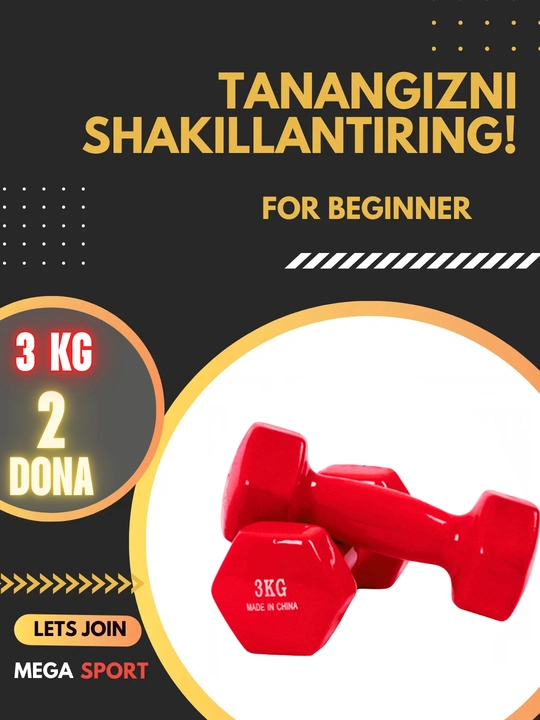 Vinil gantellar 0.5 kg dan 4 kg gacha, to'plamda 2 dona