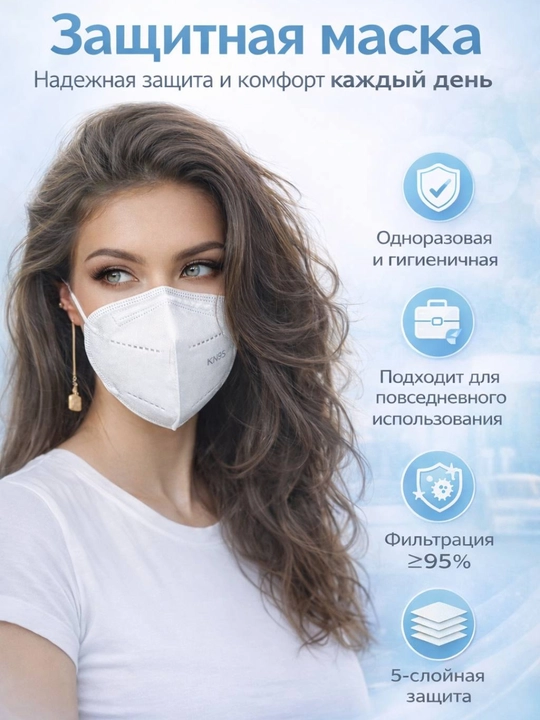 Маска медицинская одноразовая, 10 штук - 