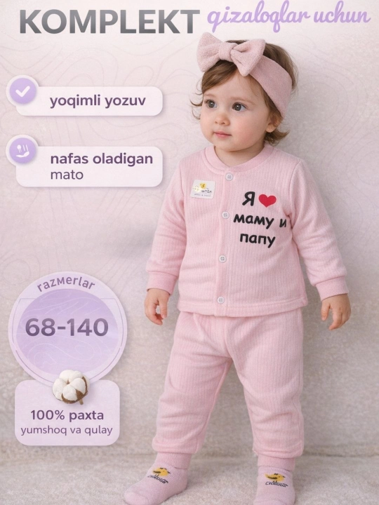 Детский комплект из двух предметов, 100% хлопок, 2-3 года - 
