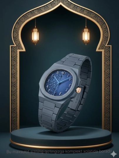 AURA мужские часы – минималистичный дизайн с линейными метками — TOPBAZA-25W0105-ТЕМНСИН