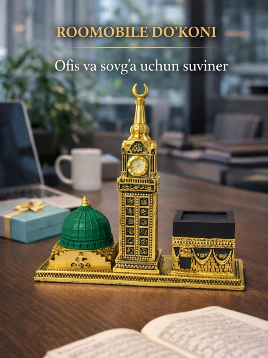 Ka'ba, soat, masjidu nabaviy, maketi, ofis va sovg'a uchun suviner - 