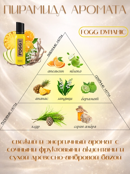 Fogg Dynamic - Erkaklar uchun parfumeriyalangan tana spreyi, 120 ml