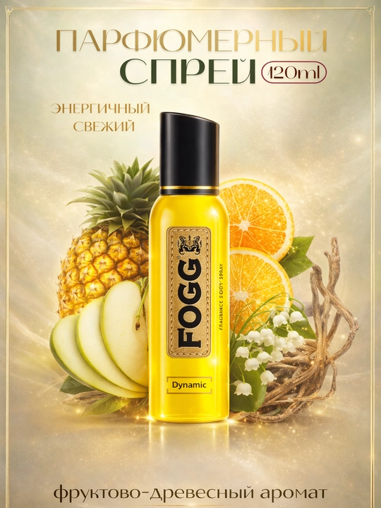 Fogg Dynamic - Erkaklar uchun parfumeriyalangan tana spreyi, 120 ml - 