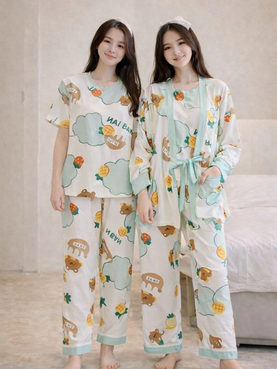 Ayollar uchun pijama, 3 tasi birda - 