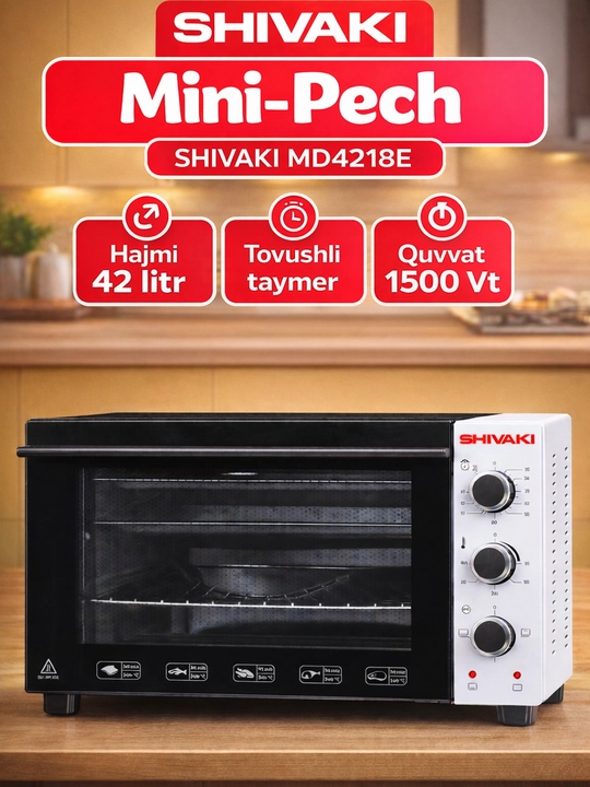 Ixcham va qulay Shivaki MD4218E mini pech — uy uchun ideal tanlov - 