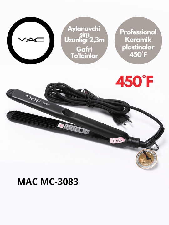 Professional gofrirovka soch uchun dazmol, MAC Styler MC-3083, keramik plastinali