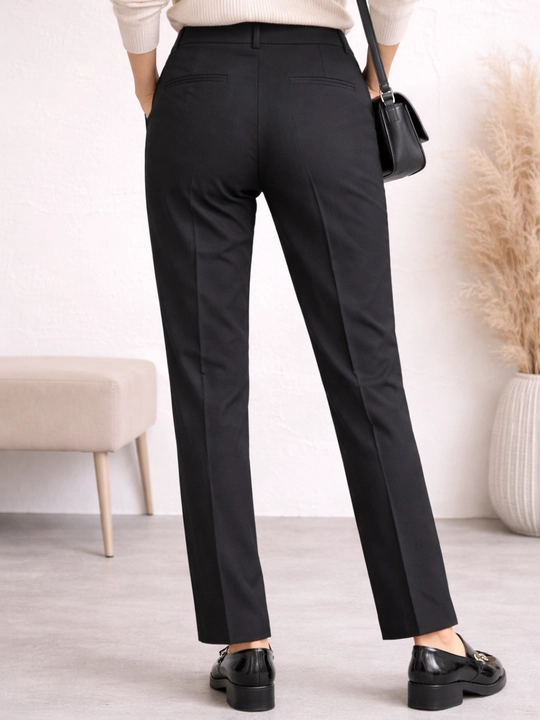 Ayollar uchun klassik to‘g‘ri bichimli Slacks shimlari, qora rang