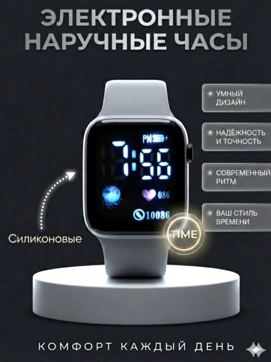 Электронные наручные часы, LED - 
