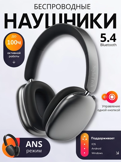 Беспроводные наушники с микрофоном, большие полноразмерные наушники, накладные, Bluetooth — Зелёный хаки