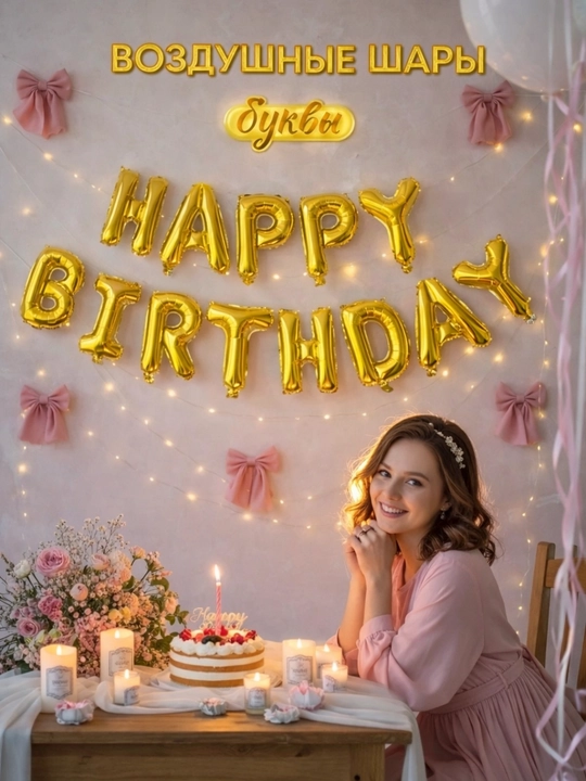 Воздушные шары Happy Birthday, набор воздушных шариков на день рождения, фотозона