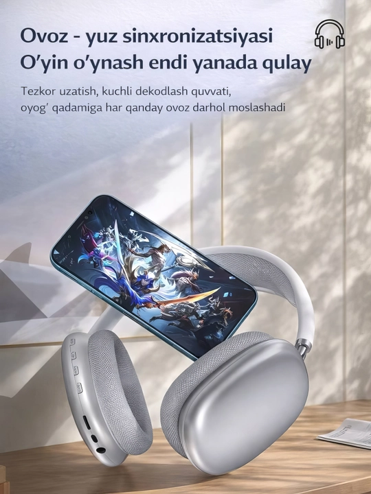 Simsiz Bluetooth quloqchinlar P9, to'liq o'lchamli, mikrofonli