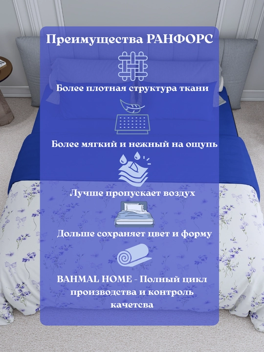 Постельное белье Евро, 2 спальный комплект, ранфорс, 100% хлопок