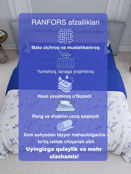 Постельное белье Евро, 2 спальный комплект, ранфорс, 100% хлопок