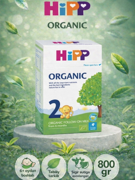 Hipp organic 2 800 - органическая смесь для детей, с 6 месяцев до 1 годика - 