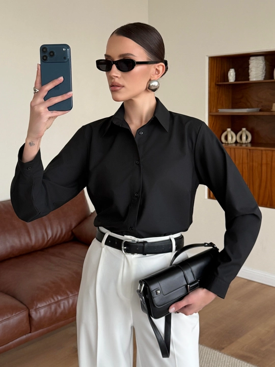 Ayollar klassik ko‘ylagi, uzun yengli, paxta, asosiy model