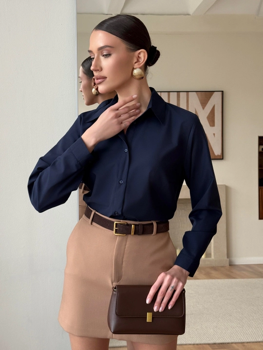 Ayollar klassik ko‘ylagi, uzun yengli, paxta, asosiy model