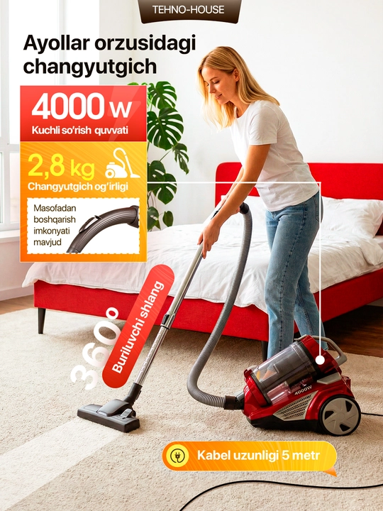 Пылесос LG Vacuum Cleaner PSS-430 мощность 4000 Вт размер 4 литра, HEPA фильтр