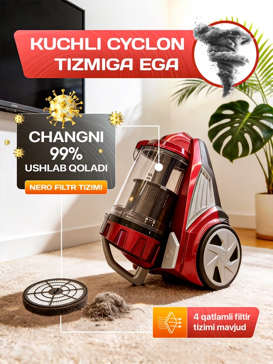 Пылесос LG Vacuum Cleaner PSS-430 мощность 4000 Вт размер 4 литра, HEPA фильтр