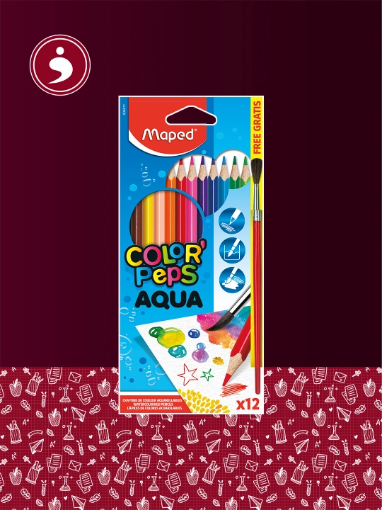 12 xil rangdagi yuqori mustahkamlikdagi qalamlar, Maped COLOR’PEPS, (12 rangli. AQUA) - 