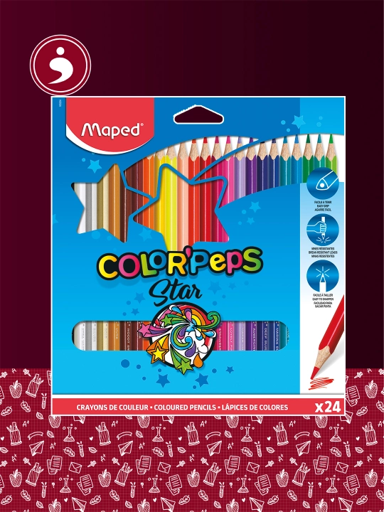 Карандаши цветные, повышенной прочности Maped (24Color'Peps) - 
