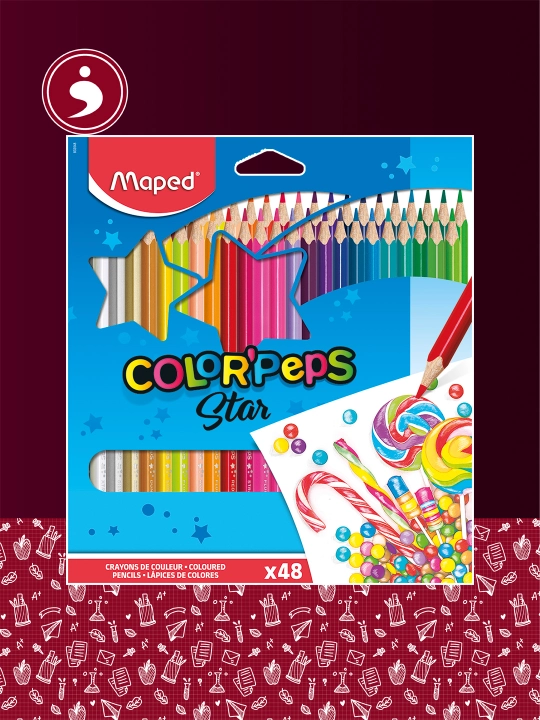 Yuqori quvvatli rangli qalamlar Maped (48 color'peps) - 