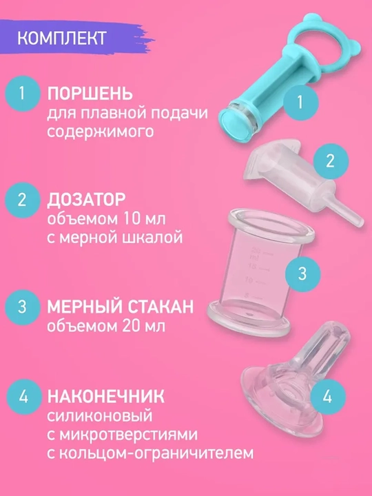 Шприц дозатор для лекарств детский с мерным стаканчиком