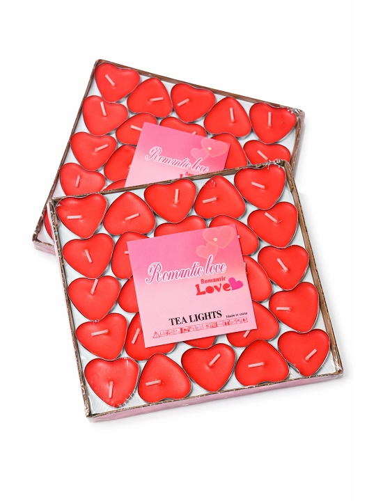 Romantic Love qizil yurak shaklidagi shamlar 25 dona — romantik bezak uchun