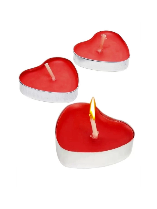 Romantic Love qizil yurak shaklidagi shamlar 25 dona — romantik bezak uchun