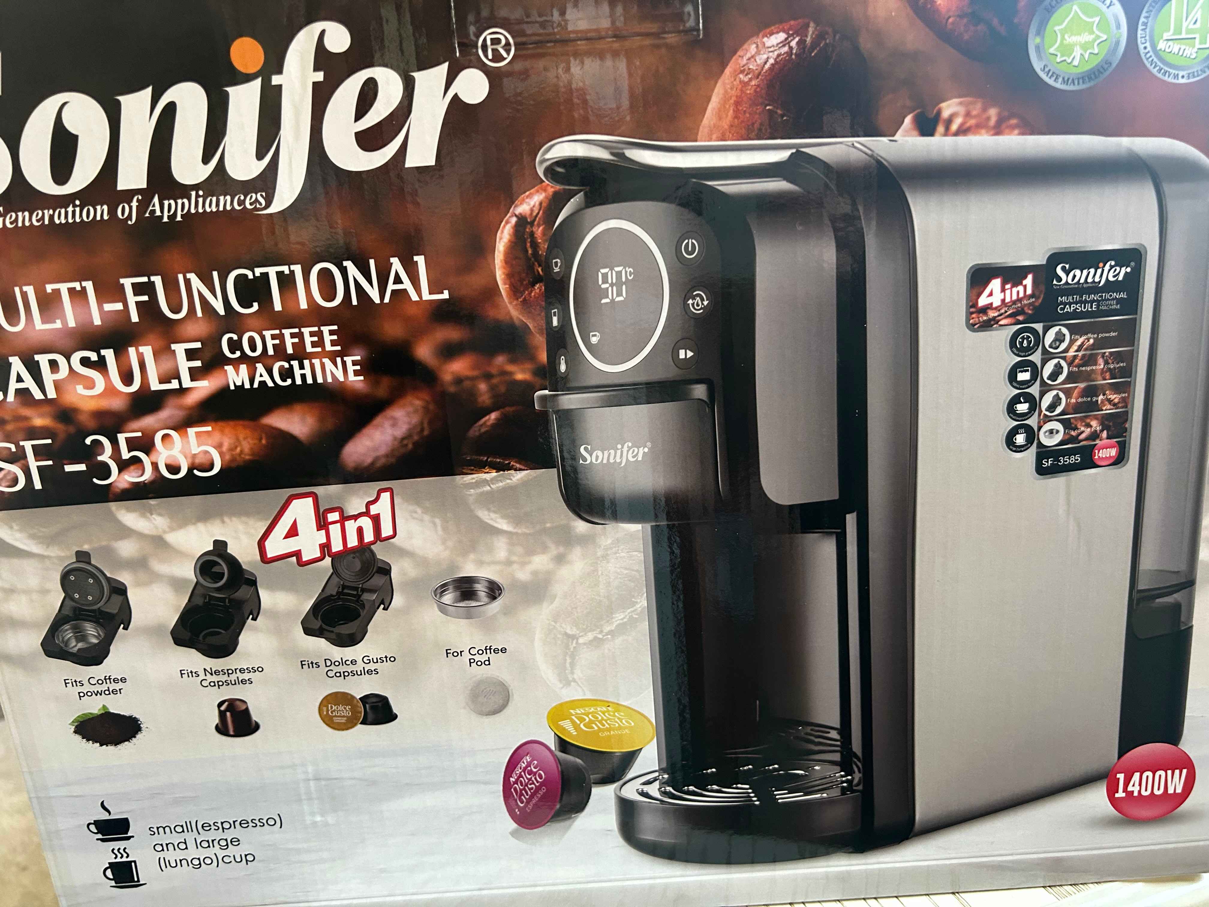 Многофункциональная капсульная кофемашина Sonifer 4 в 1, 20 бар, 1400 Вт