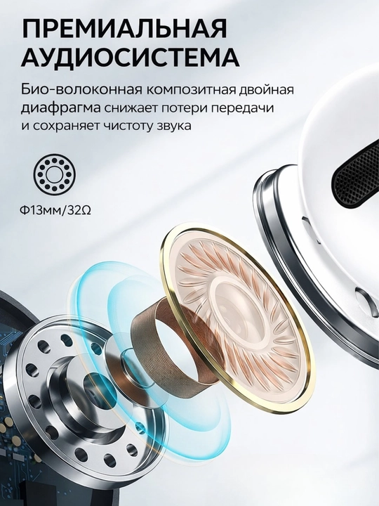 BWOO BO-BW44 mikrofonli vashovqinni kamaytiradigan simsiz naushniklar, (ENC) Bluetooth 5.1