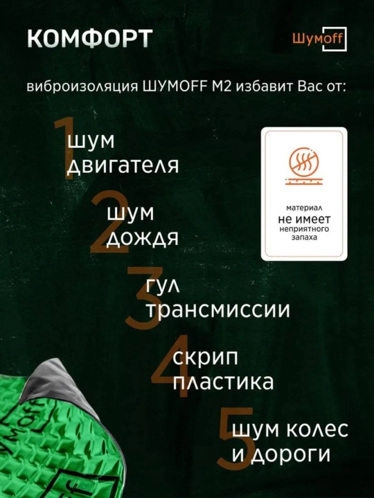 Шумоизоляция для автомобиля Шумофф М 2.0, 2 мм, виброизоляция, звукоизоляция, автоизоляция