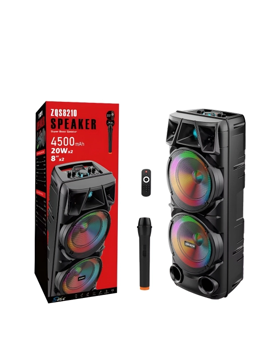 Беспроводная большая Bluetooth-колонка ZQS 8210 + микрофон (с караоке и RGB-подсветкой) - 