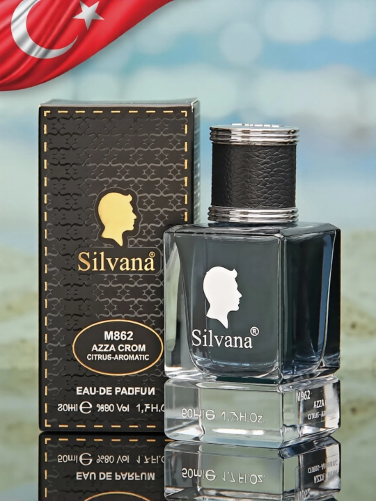 Parfyumlangan suv SILVANA M862, Azzaro Chrome, 50 va 18 ml