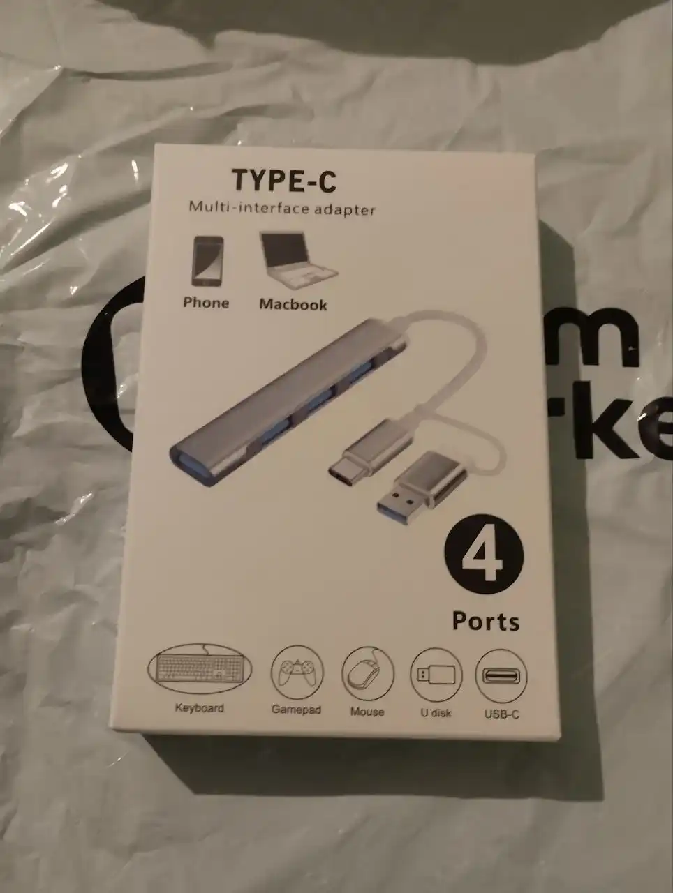 4 portli USB HUB 3.0 Type-C Hub konsentratori, USB porti