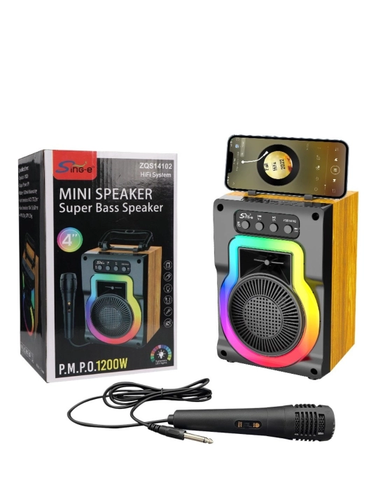 ZQS-1491W: Simsiz Bluetooth kolonka va karaoke mikrofon - 