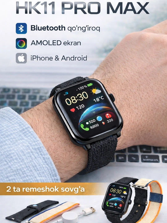 Многофункциональные умные часы HK 11 PRO MAX, Amoled - 
