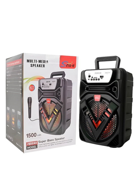 ZQS-6140: Karaoke mikrofoni va chuqur basli kuchli Bluetooth karnay - 