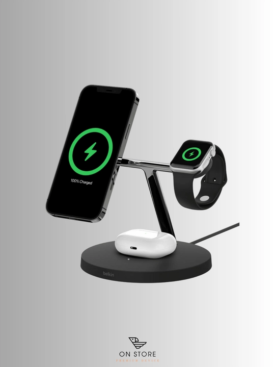 Belkin Boost Charge Pro 3-tasi-1 da MagSafe iPhone - Apple va AirPods uchun simsiz zaryadlovchi