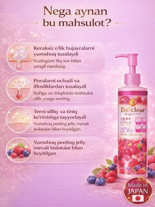 Detclear Peeling Jelly — очищает поры, против чёрных точек, AHA & BHA