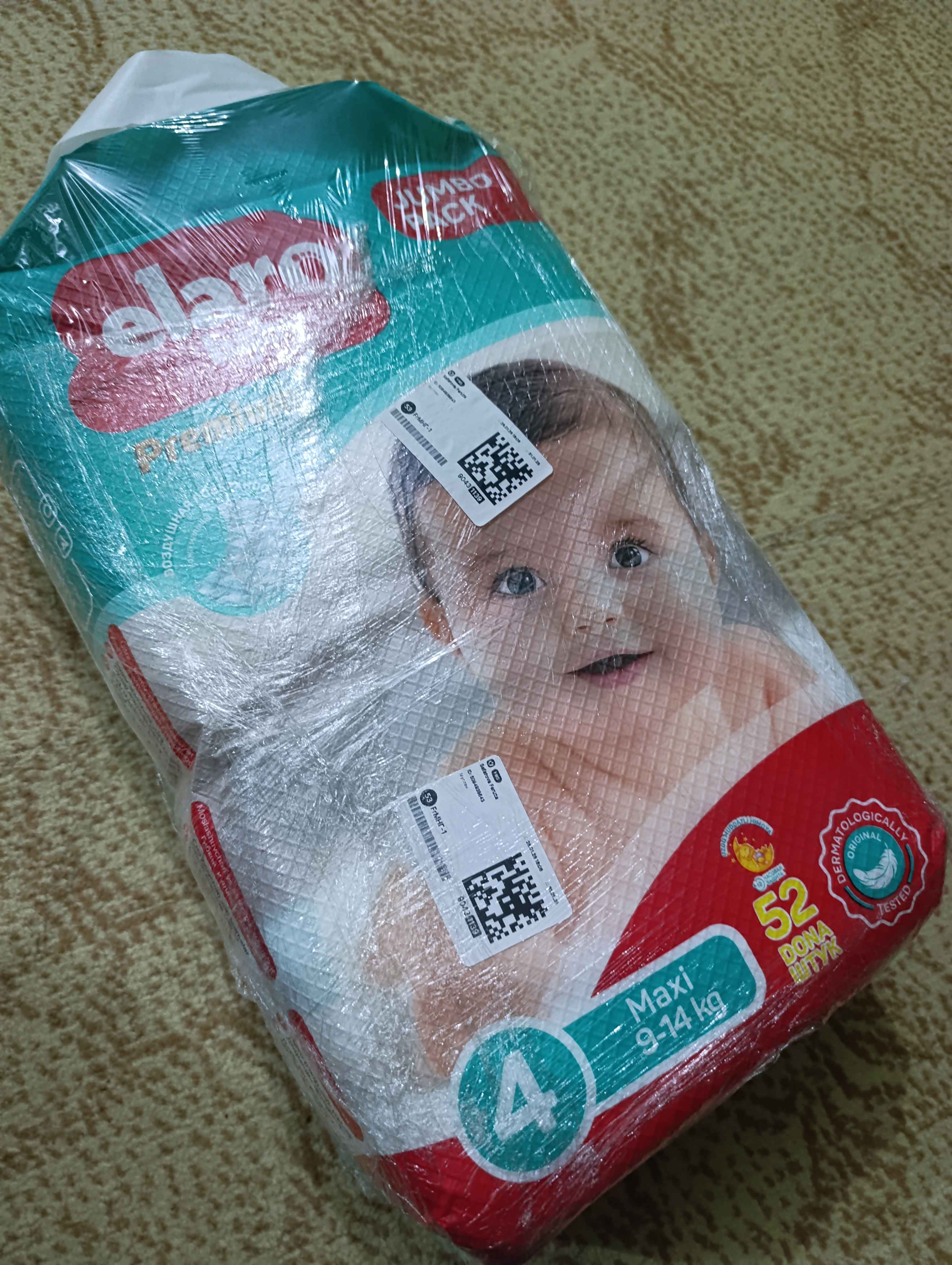 Elaro Baby bolalar tasmalik tagliklari, o‘lchamlar 1 dan 6 gacha
