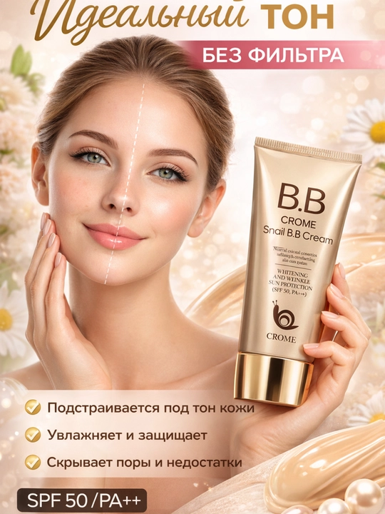 BB krem SPF50  ideal teri 1 daqiqada BB tonalka krem  namlantiruvchi tabiiy yuz parvarishi - 