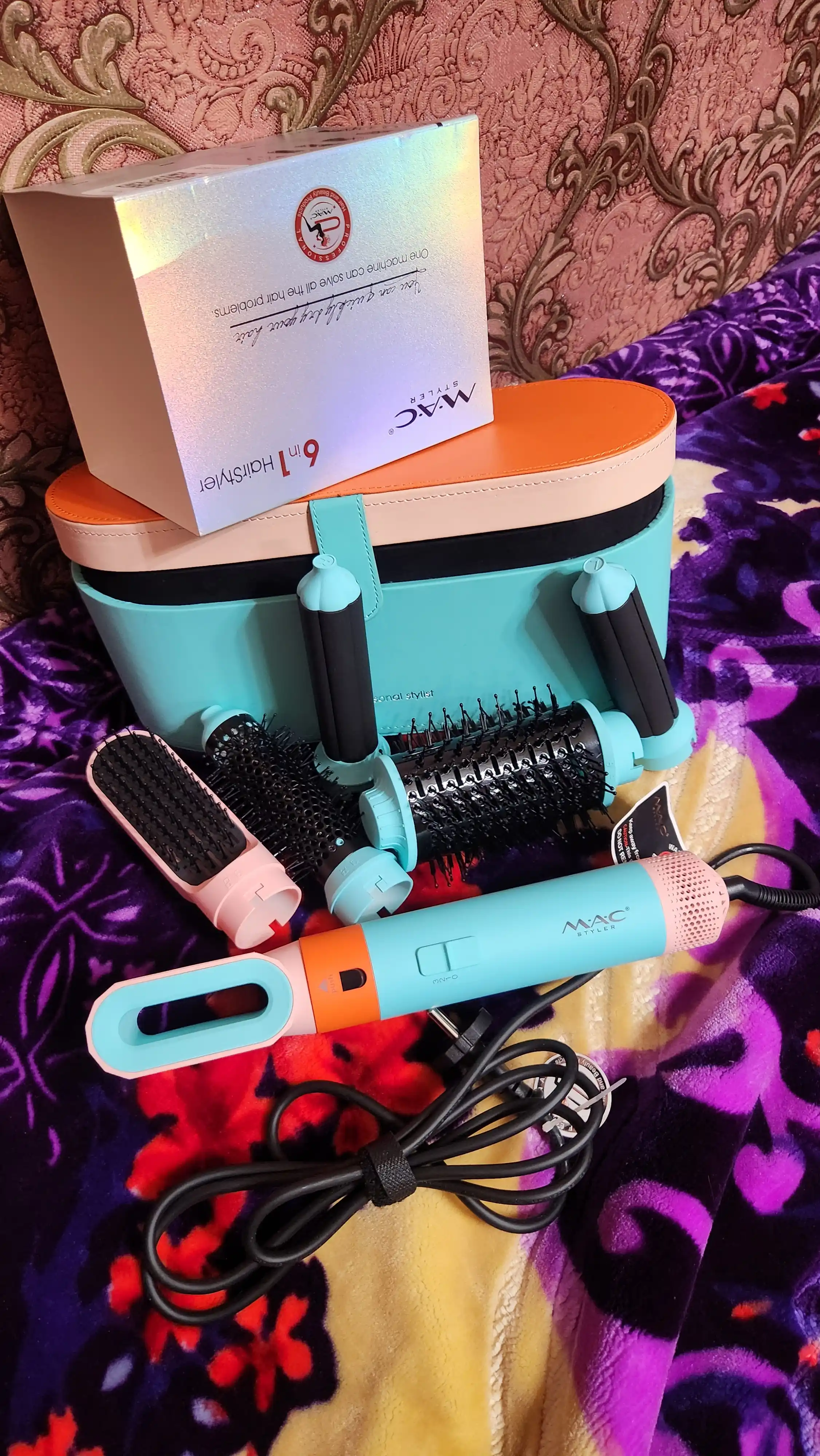 Фен-стайлер MAC Styler 5 в 1, профессиональный, синий, оранжевый