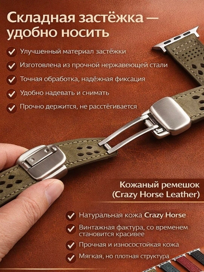 Кожаный ремешок с перфорацией для Samsung Galaxy Watch Ultra, сменный ремешок