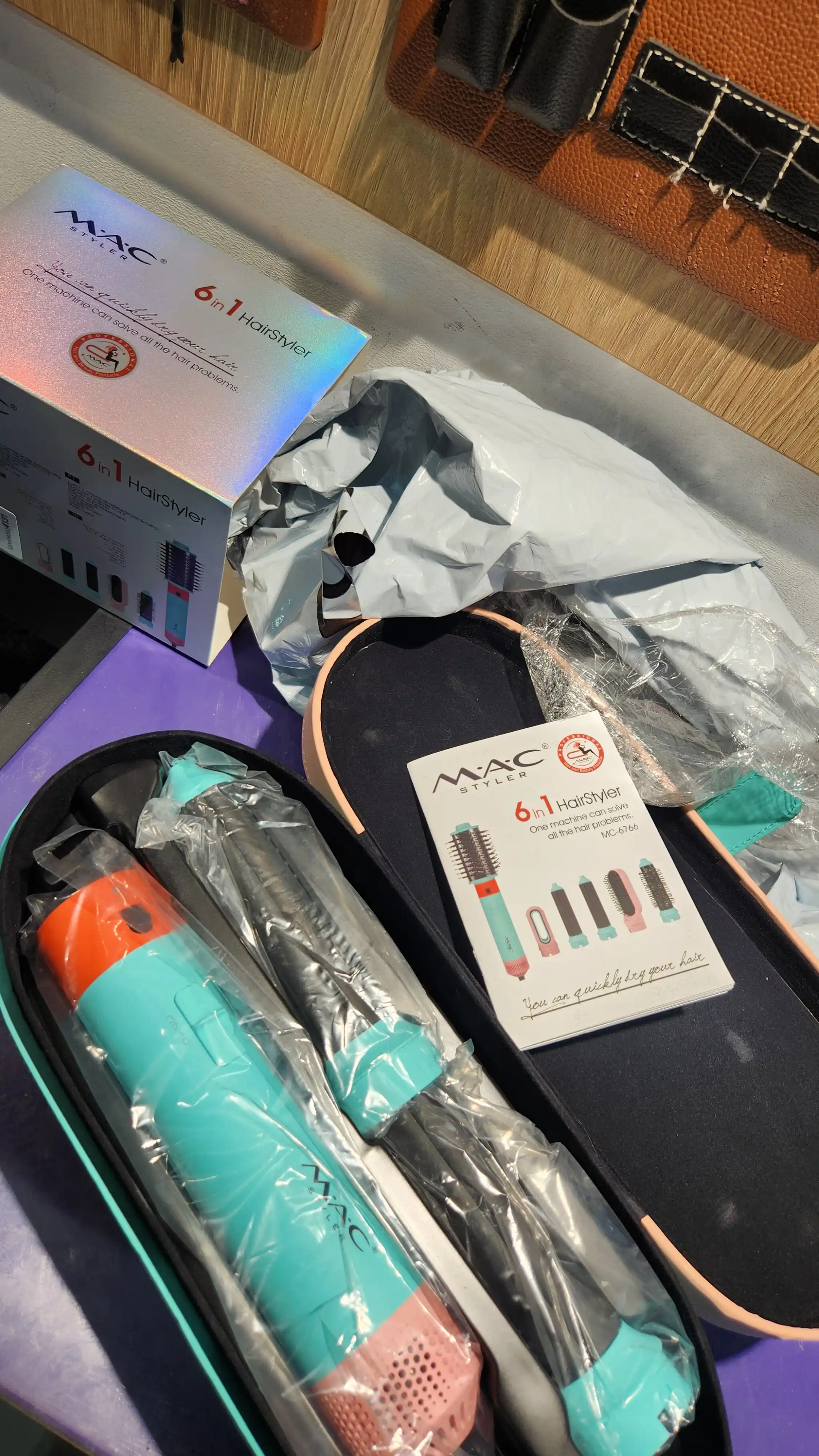 Фен-стайлер MAC Styler 5 в 1, профессиональный, синий, оранжевый